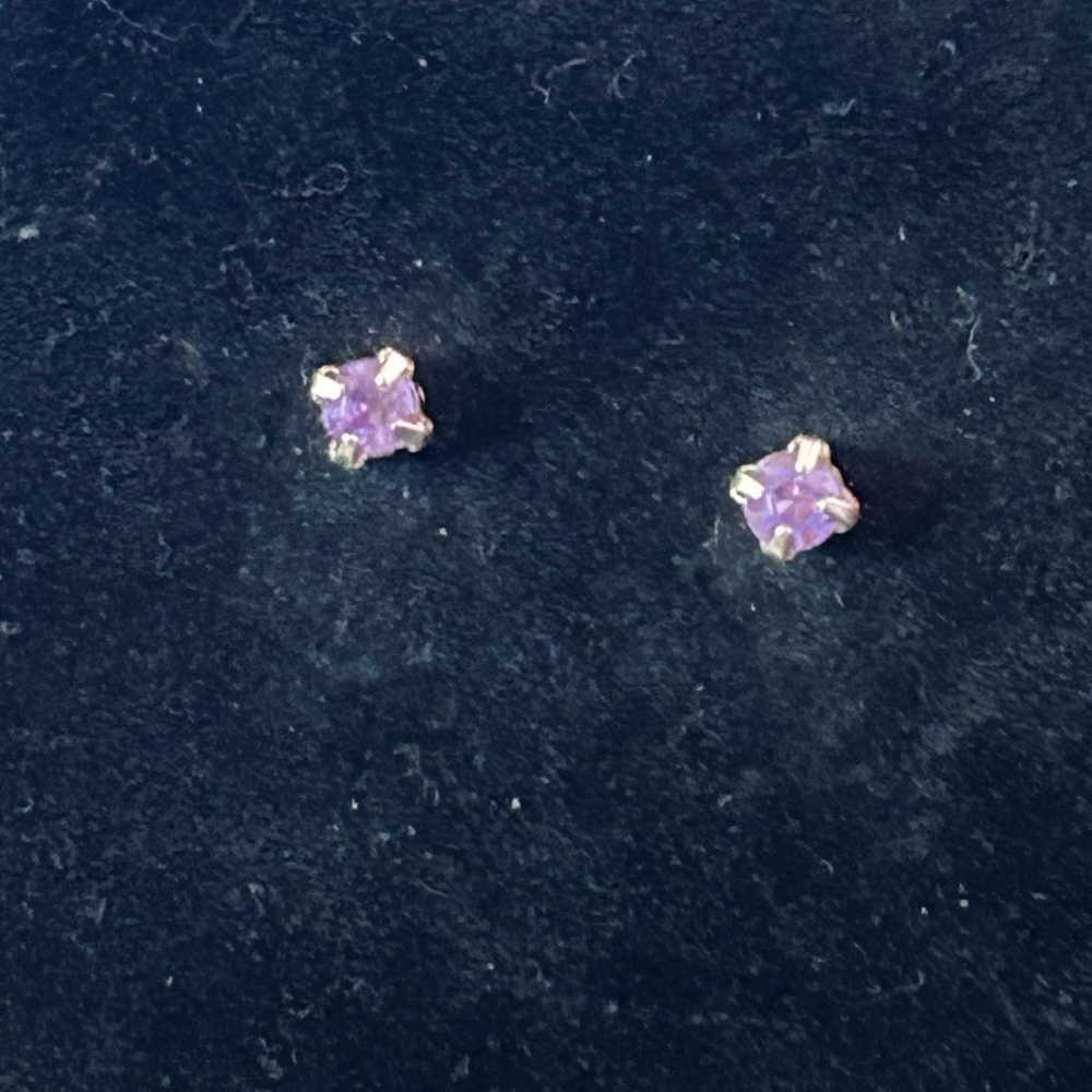 Delicate Purple Crystal Stud Earrings - Classic Women's Jewelry - Picture 4 of 4